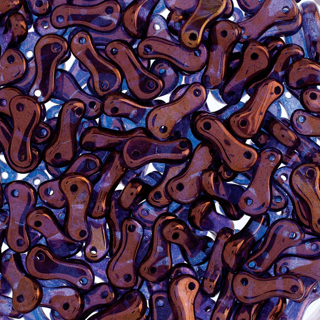 Open in modal - John Bead Czech Link Bead - Crystal and Bronze Luster, Luster, Fullcoat, Pkg of 40