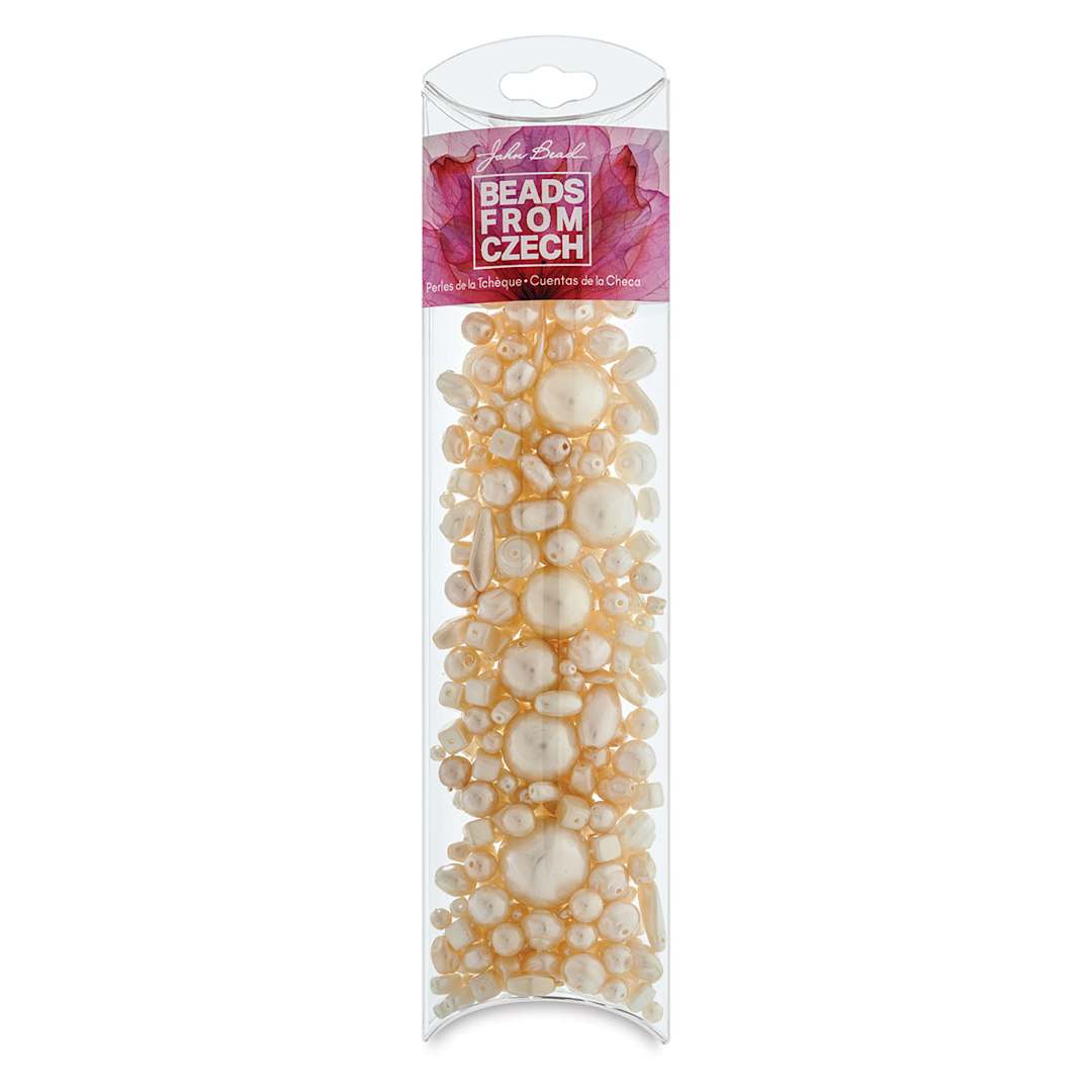 Open in modal - John Bead Czech Glass Bead Mix - French Vanilla Pearls, 100 g