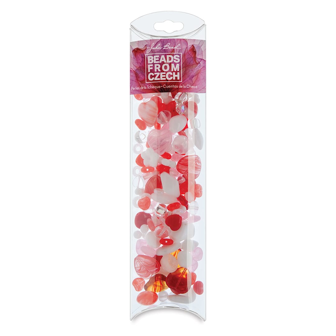 Open in modal - John Bead Czech Glass Bead Mix - Strawberry Swirl, 100 g