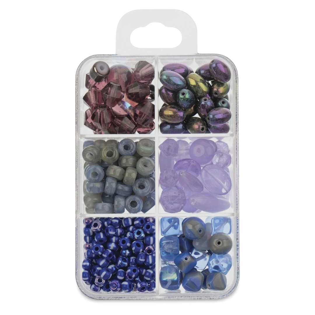 Open in modal - John Bead Czech Glass Bead Recipe Box - Blueberry Ice Cream - back
