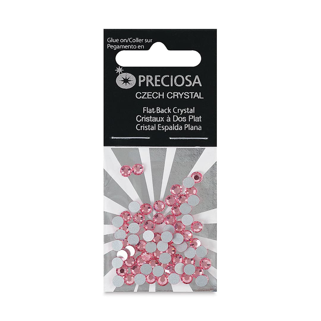 Open in modal - John Bead Preciosa Flat Back Crystals - Light Rose, Pkg of 72