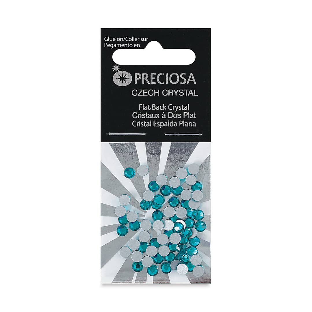 Open in modal - John Bead Preciosa Flat Back Crystals - Blue Zircon, Pkg of 72