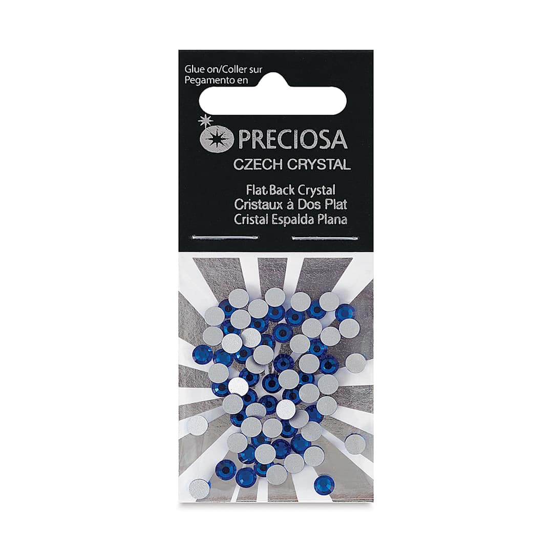 Open in modal - John Bead Preciosa Flat Back Crystals - Capri Blue, Pkg of 72