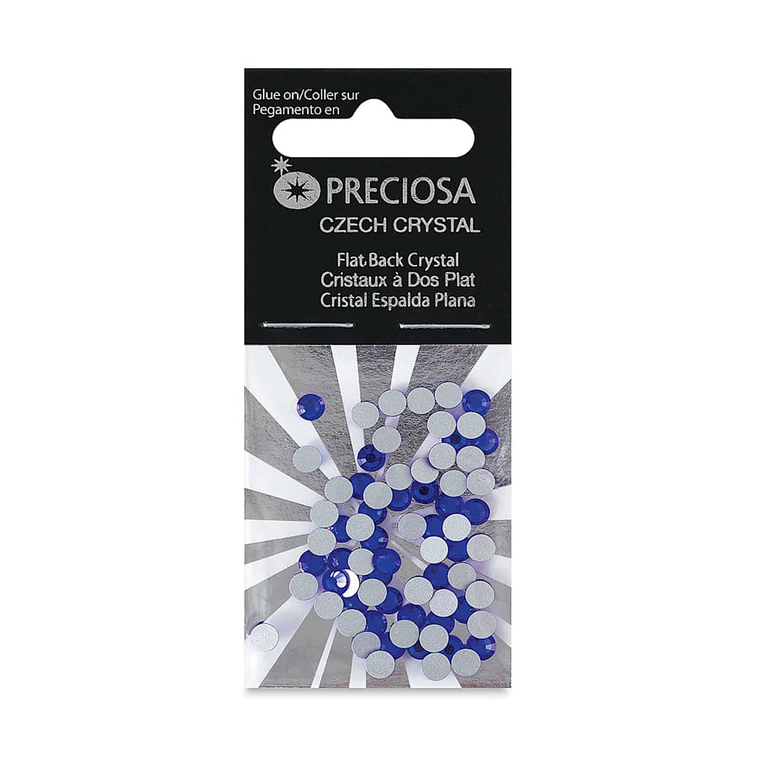 Open in modal - John Bead Preciosa Flat Back Crystals - Sapphire, Pkg of 72