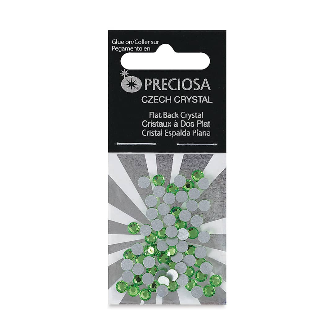 Open in modal - John Bead Preciosa Flat Back Crystals - Peridot, Pkg of 72