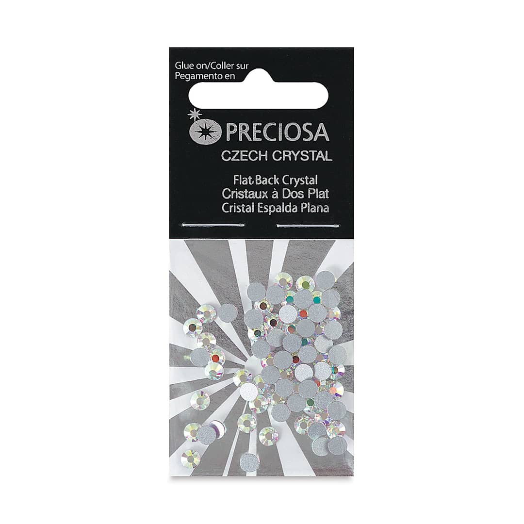 Open in modal - John Bead Preciosa Flat Back Crystals - Crystal Aurora Borealis, Pkg of 72