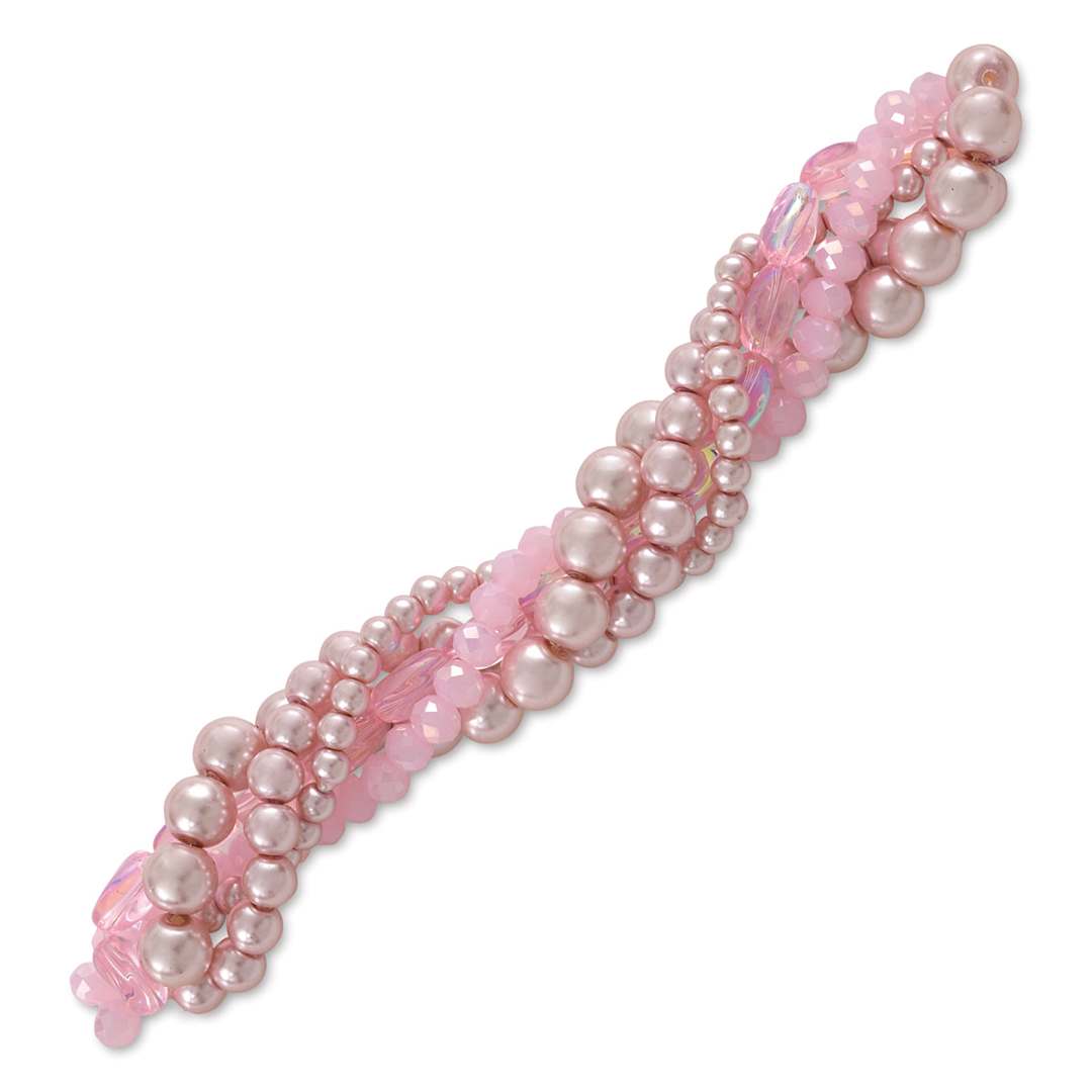 Open in modal - John Bead Twisted Crystal Bead Strands - Peony