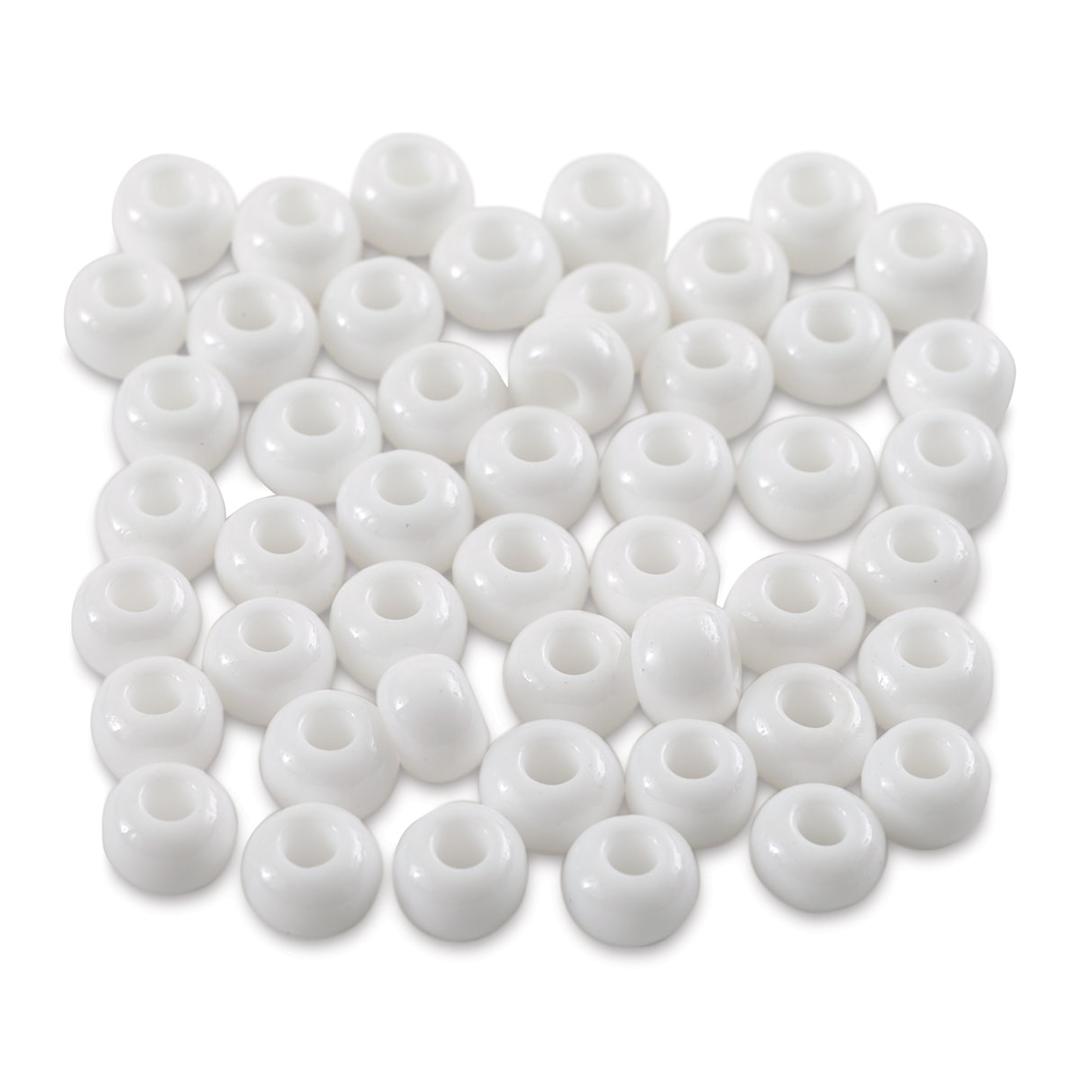 Open in modal - John Bead Fiber Craft Glass Beads - White