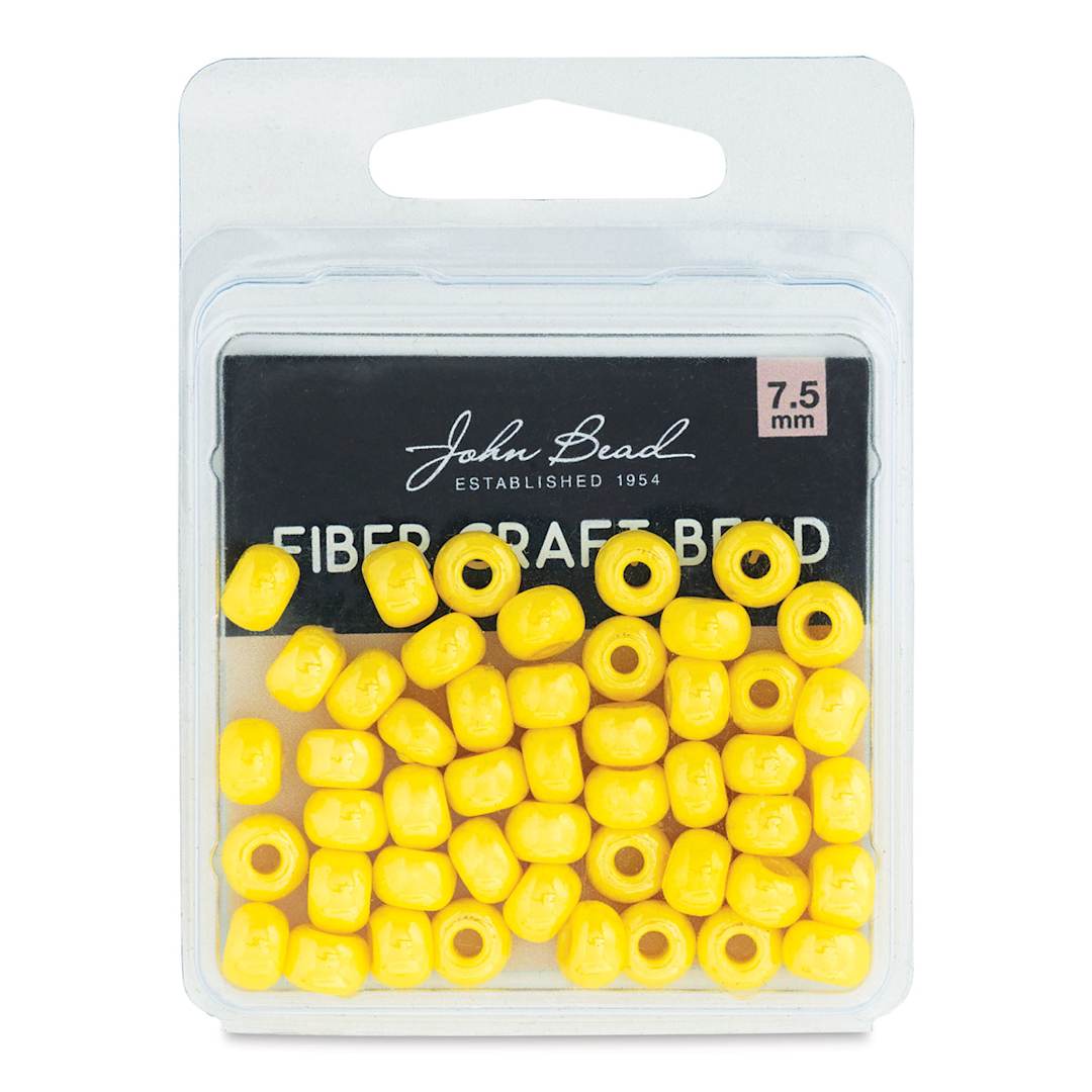 Open in modal - John Bead Fiber Craft Glass Beads - Front of package of Yellow Beads