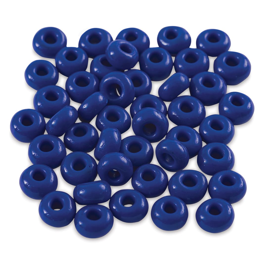 Open in modal - John Bead Fiber Craft Glass Beads - Royal Blue beads loose