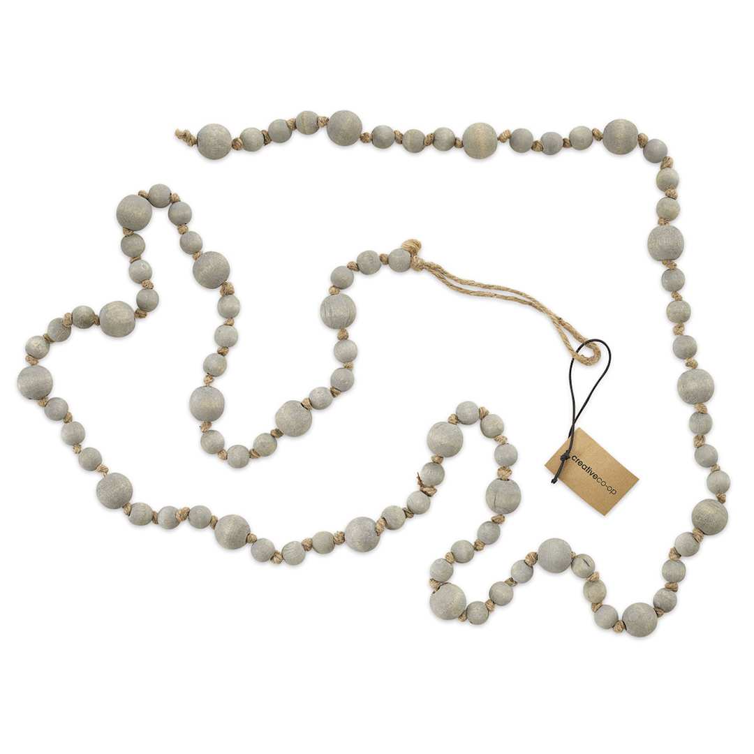 Open in modal - Creative Co-Op Wood Bead Garland - Grey Garland