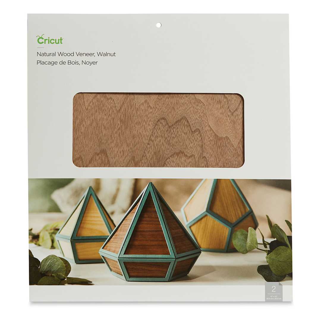Open in modal - Cricut Wood Veneer - Walnut, Pkg of 2, 12" x 12" - front of packaging