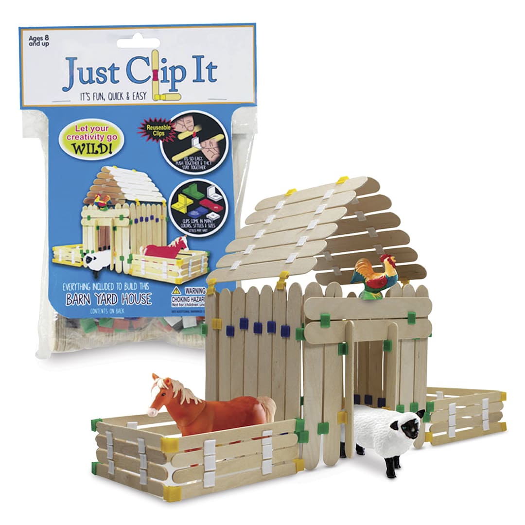 Open in modal - Just Clip It Barnyard House Kit - Assembled Barnyard with Pkg, plastic farm animals not included