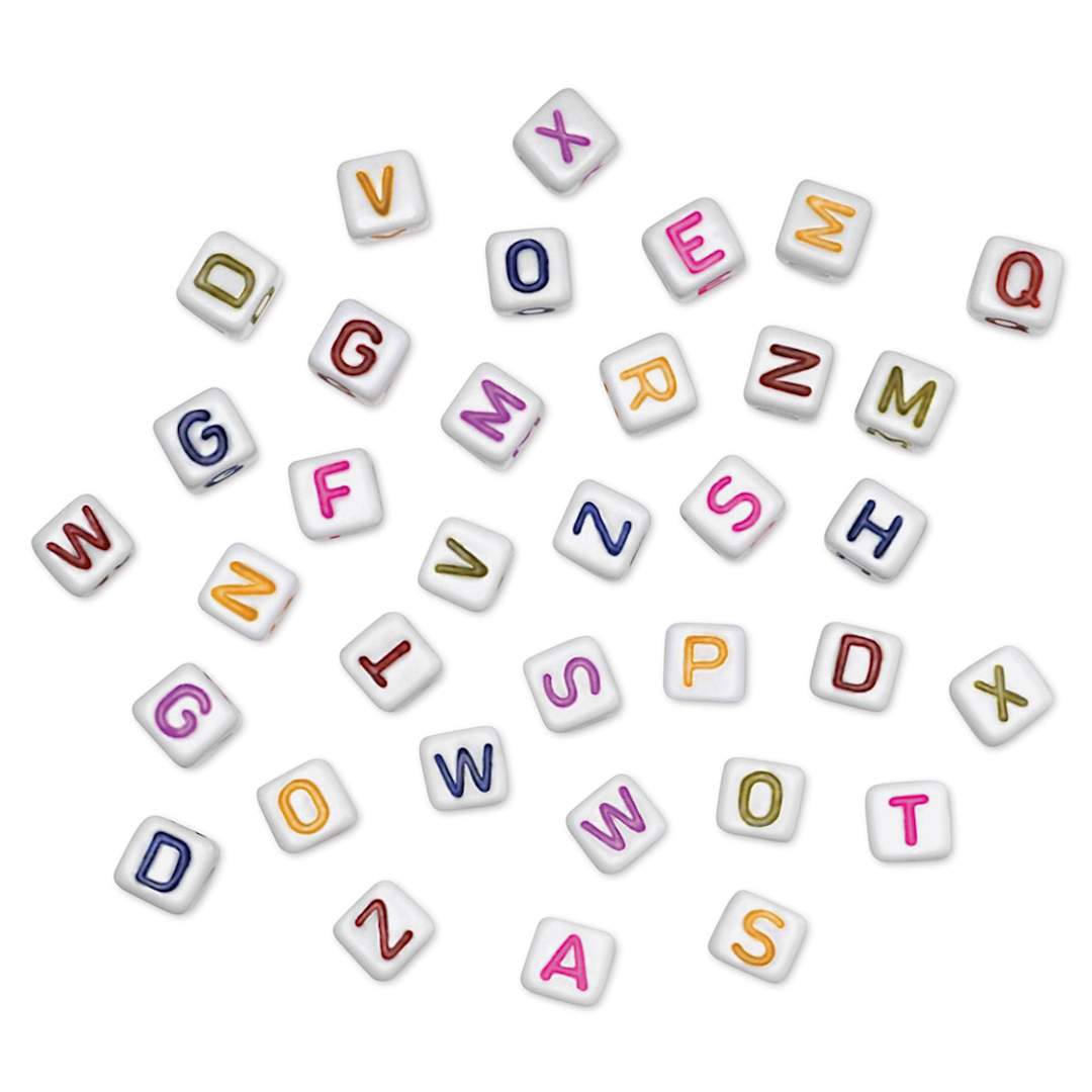 Open in modal - Craft Medley Alphabet Beads - White with Colored Letters, Package of 36