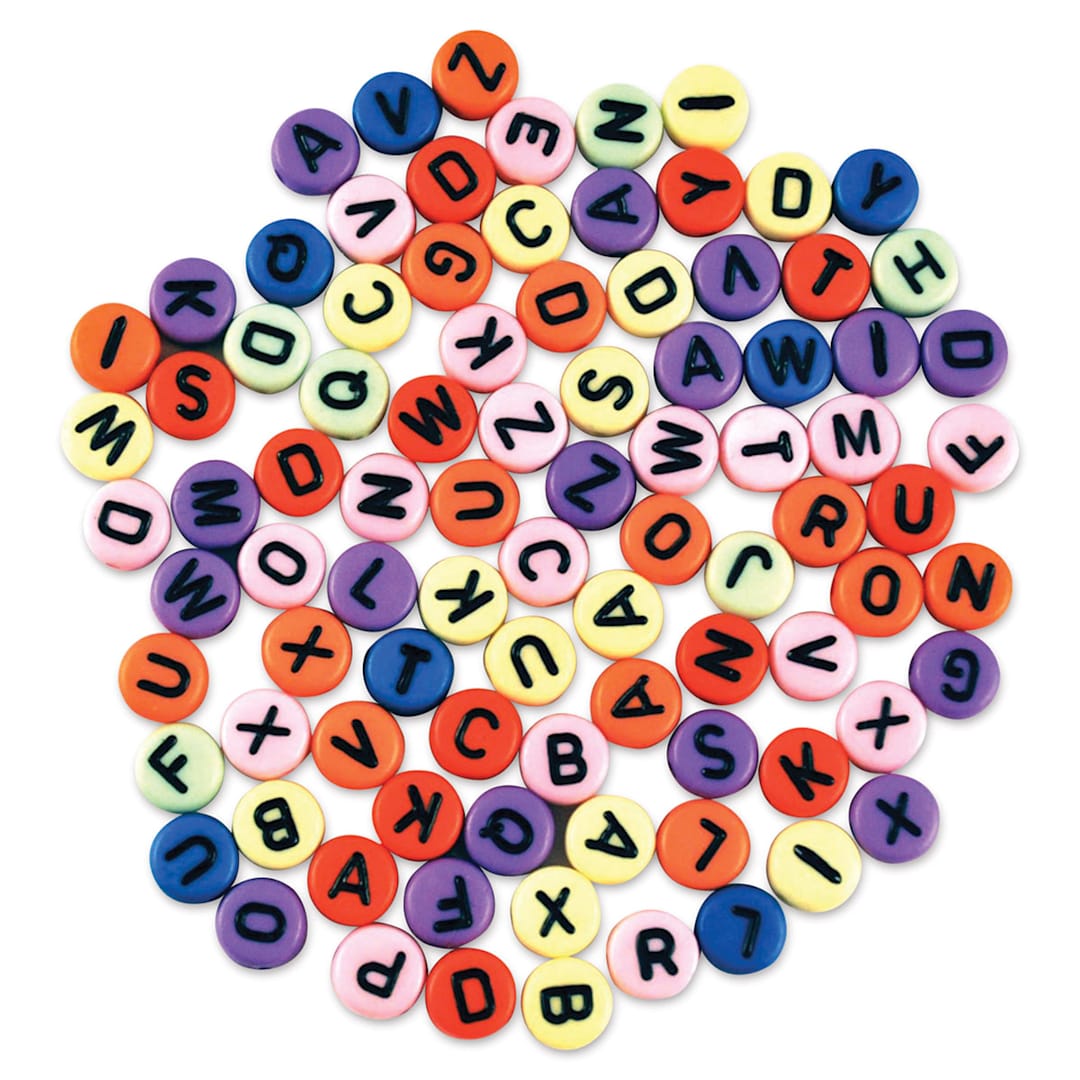 Open in modal - Craft Medley Alphabet Beads - Assorted Colors, Package of 90