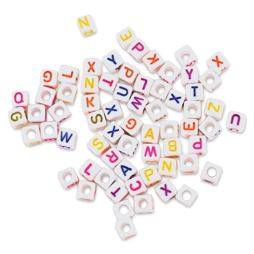 Open in modal - Craft Medley Alphabet Beads - White with Colored Letters, Package of 68