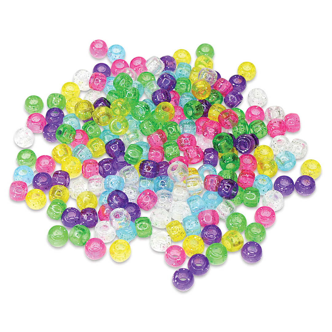Open in modal - Craft Medley Barrel Pony Beads - Multicolor, Sparkle, Package of 175