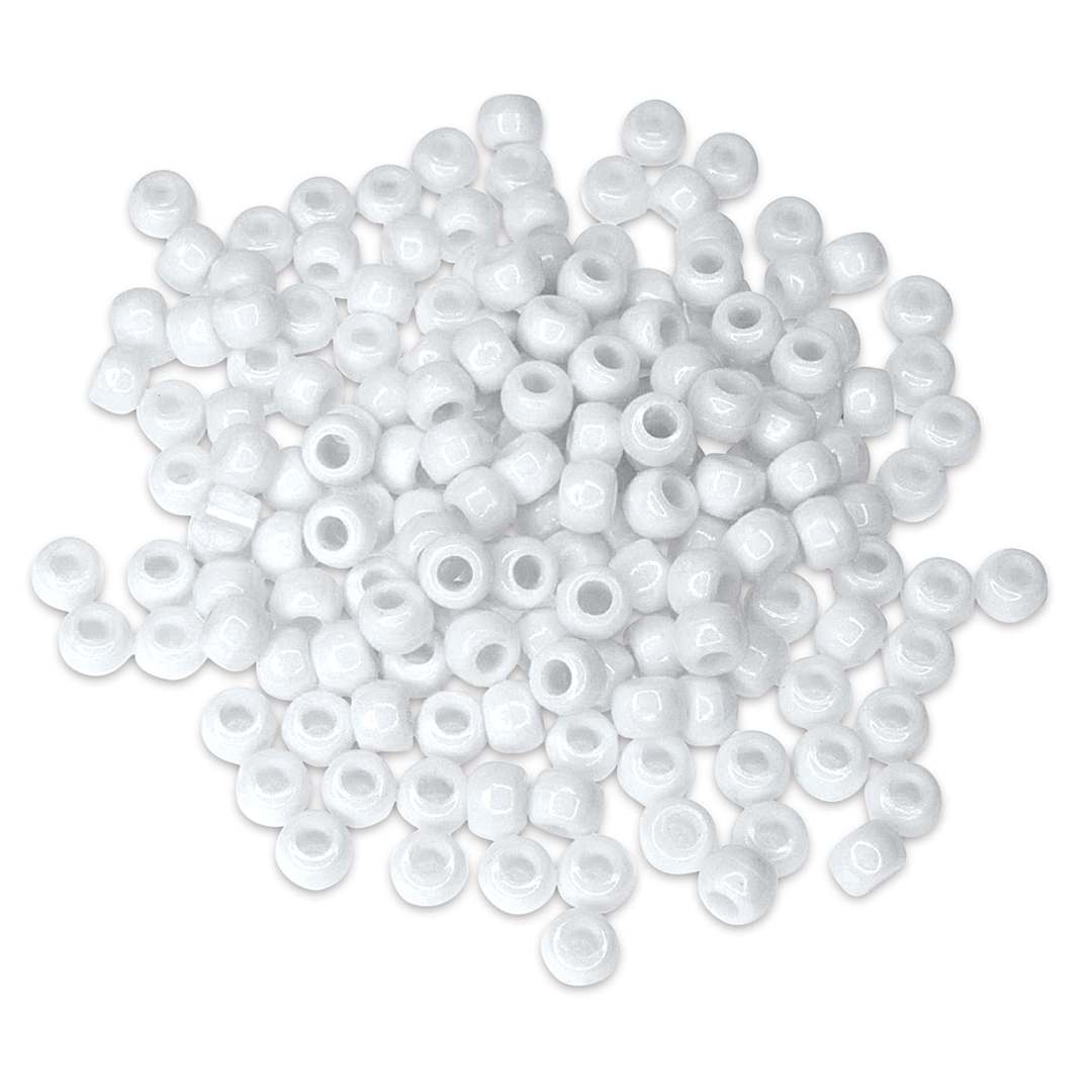 Open in modal - Craft Medley Barrel Pony Beads - White, Package of 175