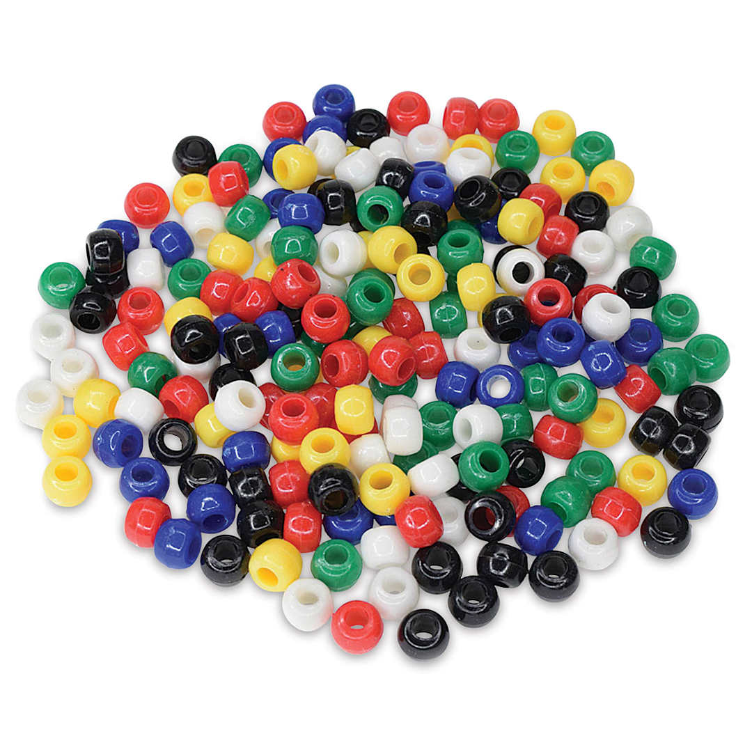 Open in modal - Craft Medley Barrel Pony Beads - Multicolor, Opaque, Package of 175