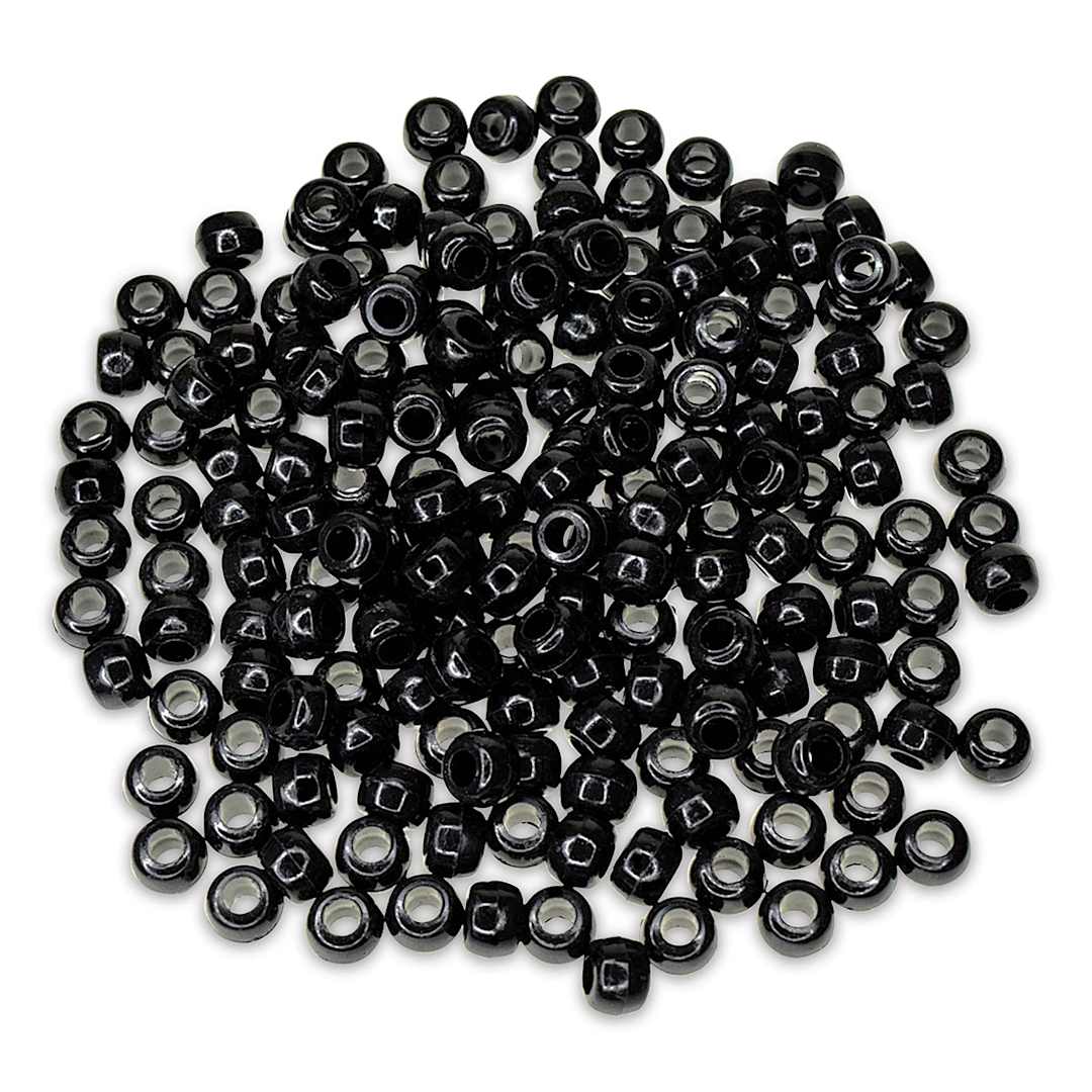 Open in modal - Craft Medley Barrel Pony Beads - Black, Package of 175