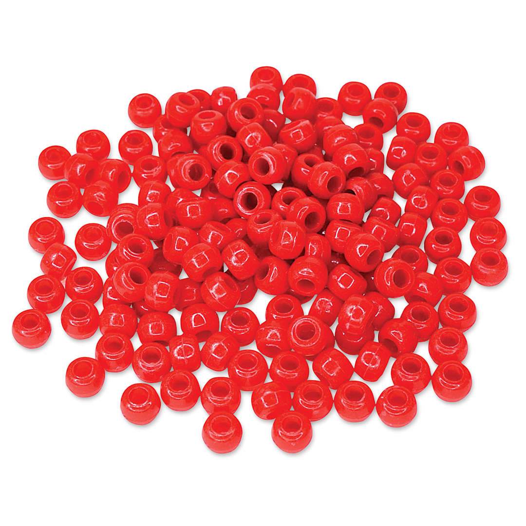 Open in modal - Craft Medley Barrel Pony Beads - Red, Package of 175