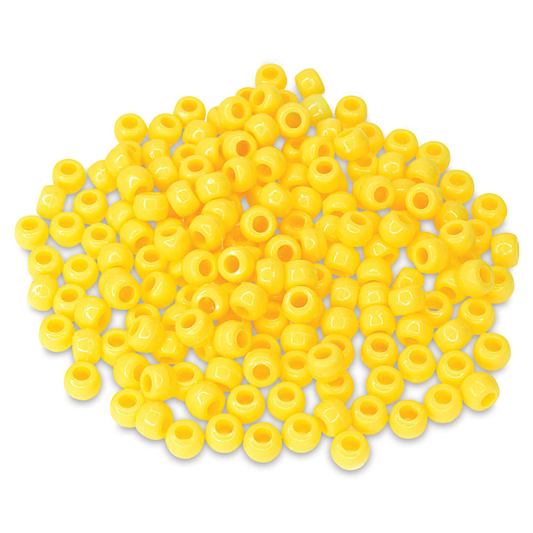 Open in modal - Craft Medley Barrel Pony Beads - Yellow, Package of 175