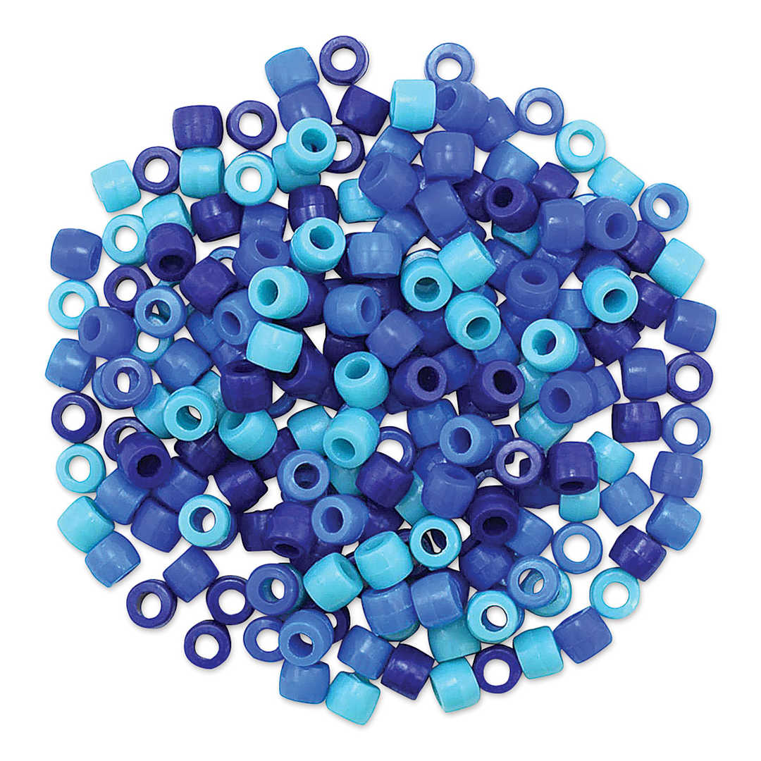 Open in modal - Craft Medley Barrel Pony Beads - The Blues, Package of 200