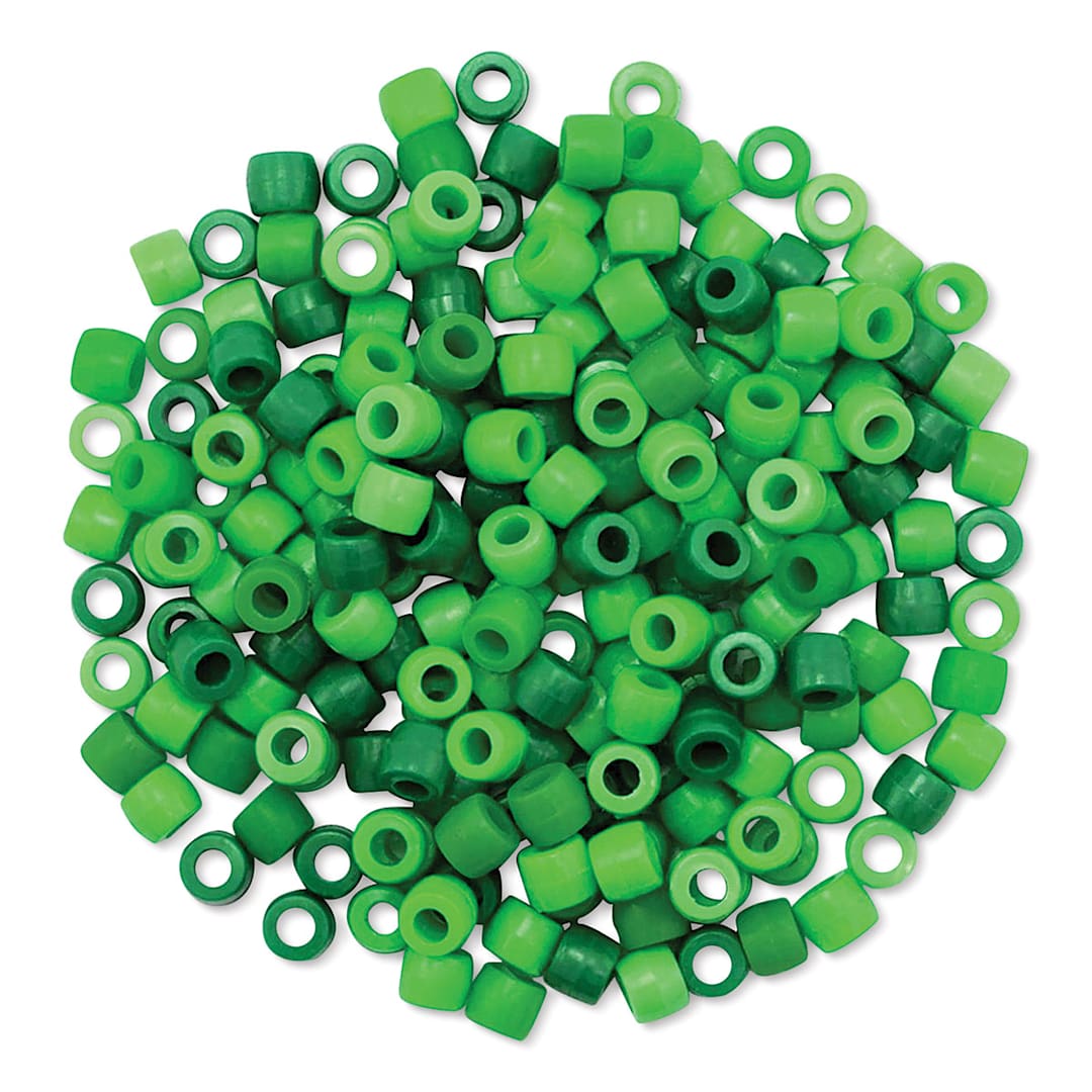 Open in modal - Craft Medley Barrel Pony Beads - Verdi, Package of 200