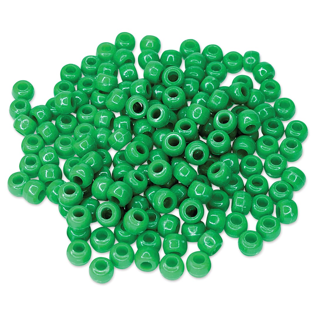 Open in modal - Craft Medley Barrel Pony Beads - Kelly Green, Package of 175