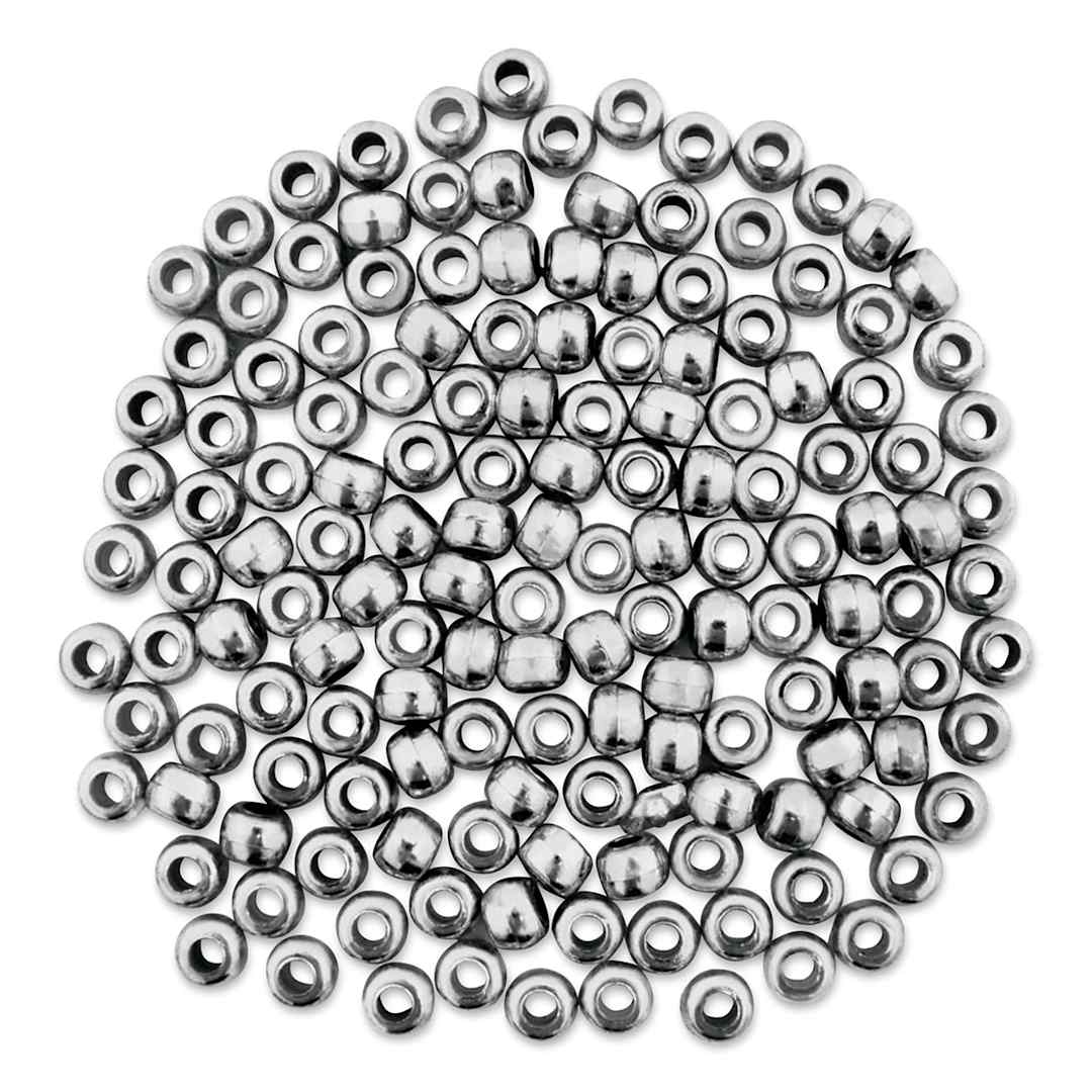 Open in modal - Craft Medley Pony Beads - Metallic Silver, Package of 150