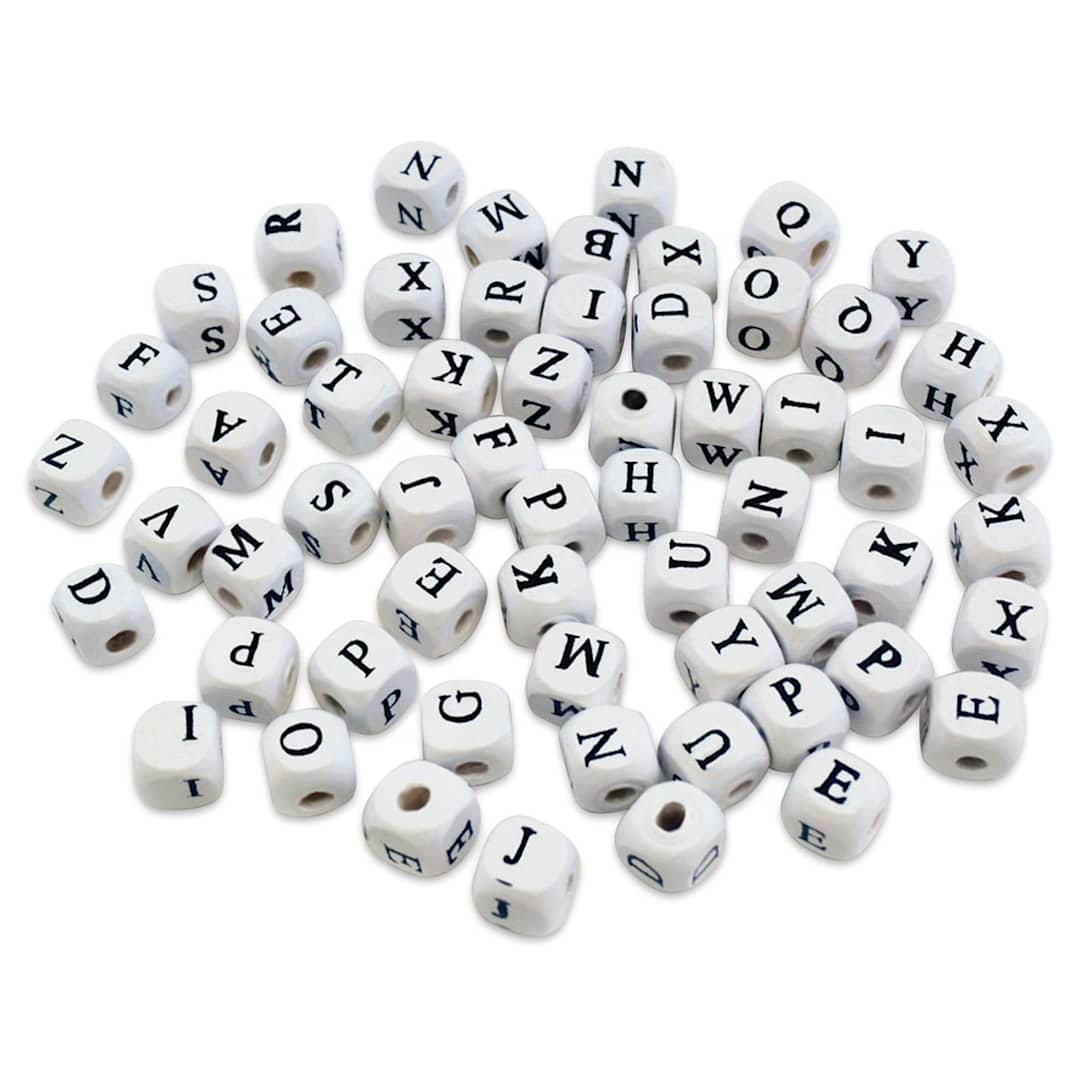 Open in modal - Krafty Kids Wood Alphabet Beads - White, 10 mm, Package of 60