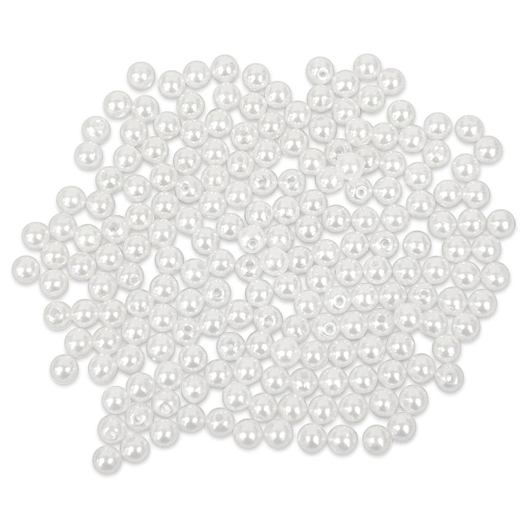 Open in modal - Craft Medley Pearl Acrylic Beads - White, 6 mm, Package of 185