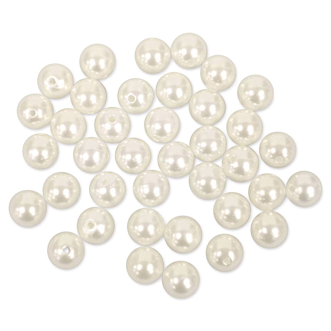 Open in modal - Craft Medley Pearl Acrylic Beads - Ivory, 10 mm, Package of 40