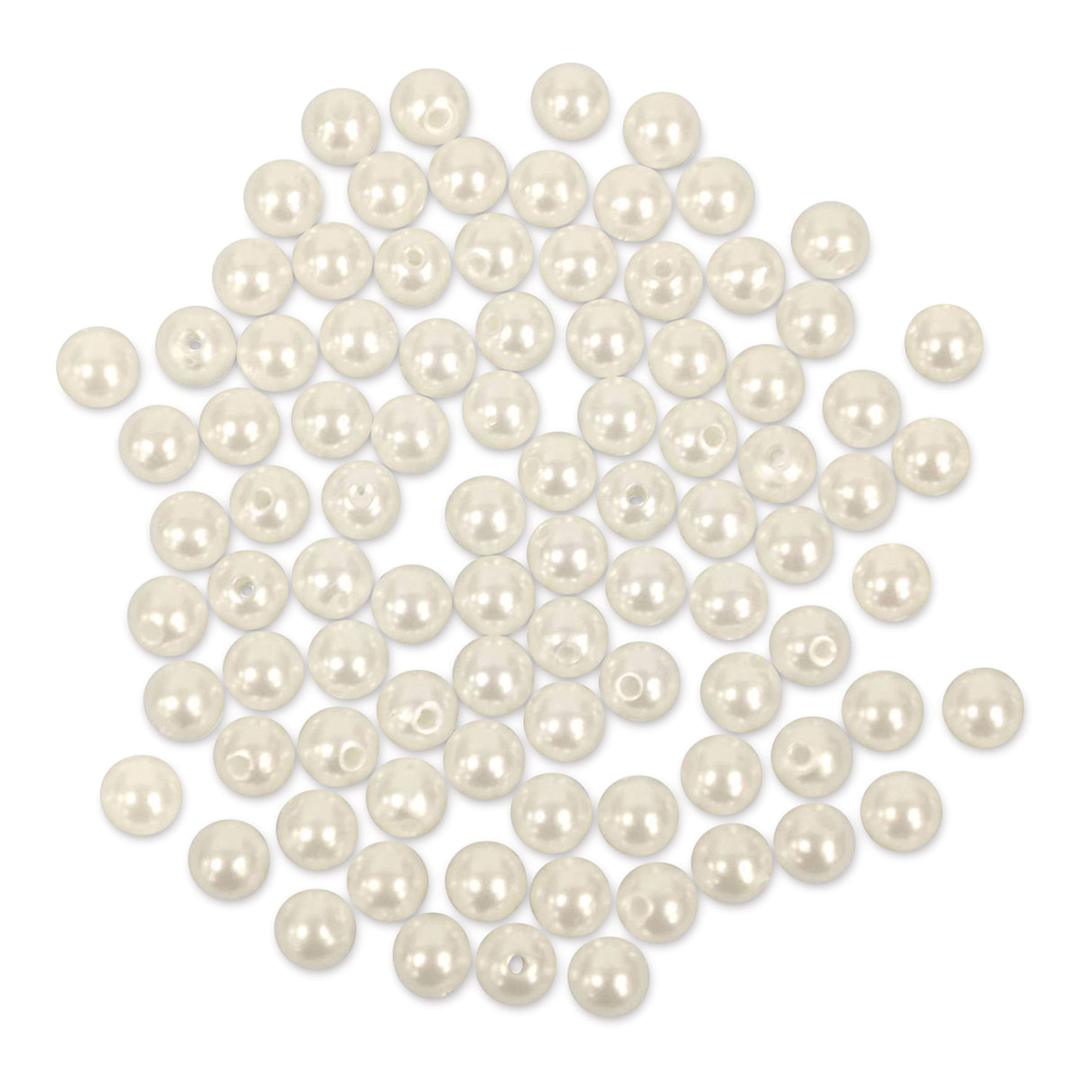Open in modal - Craft Medley Pearl Acrylic Beads - Ivory, 8 mm, Package of 80