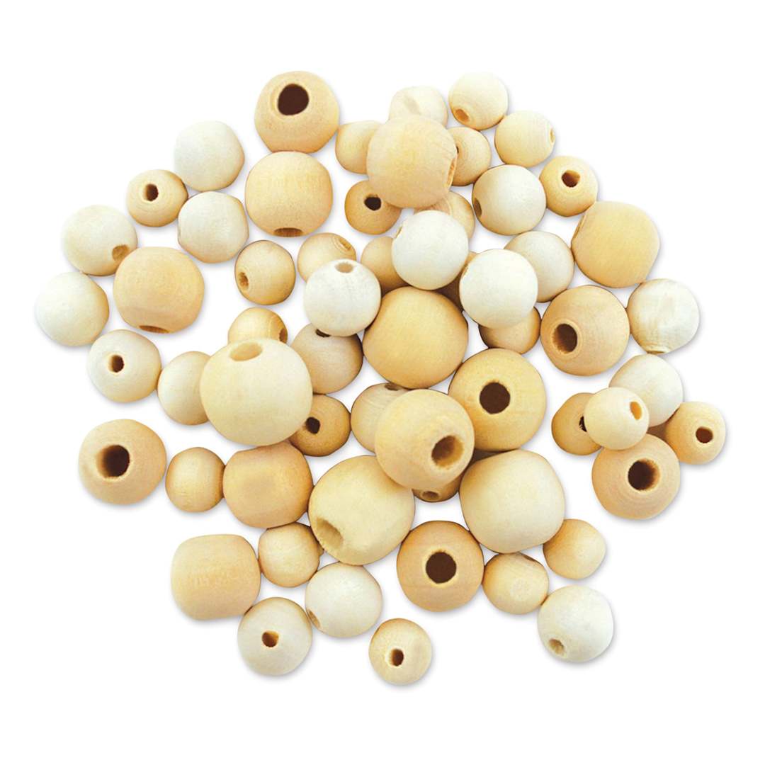 Open in modal - Krafty Kids Wood Beads - Round, Unfinished, Package of 60