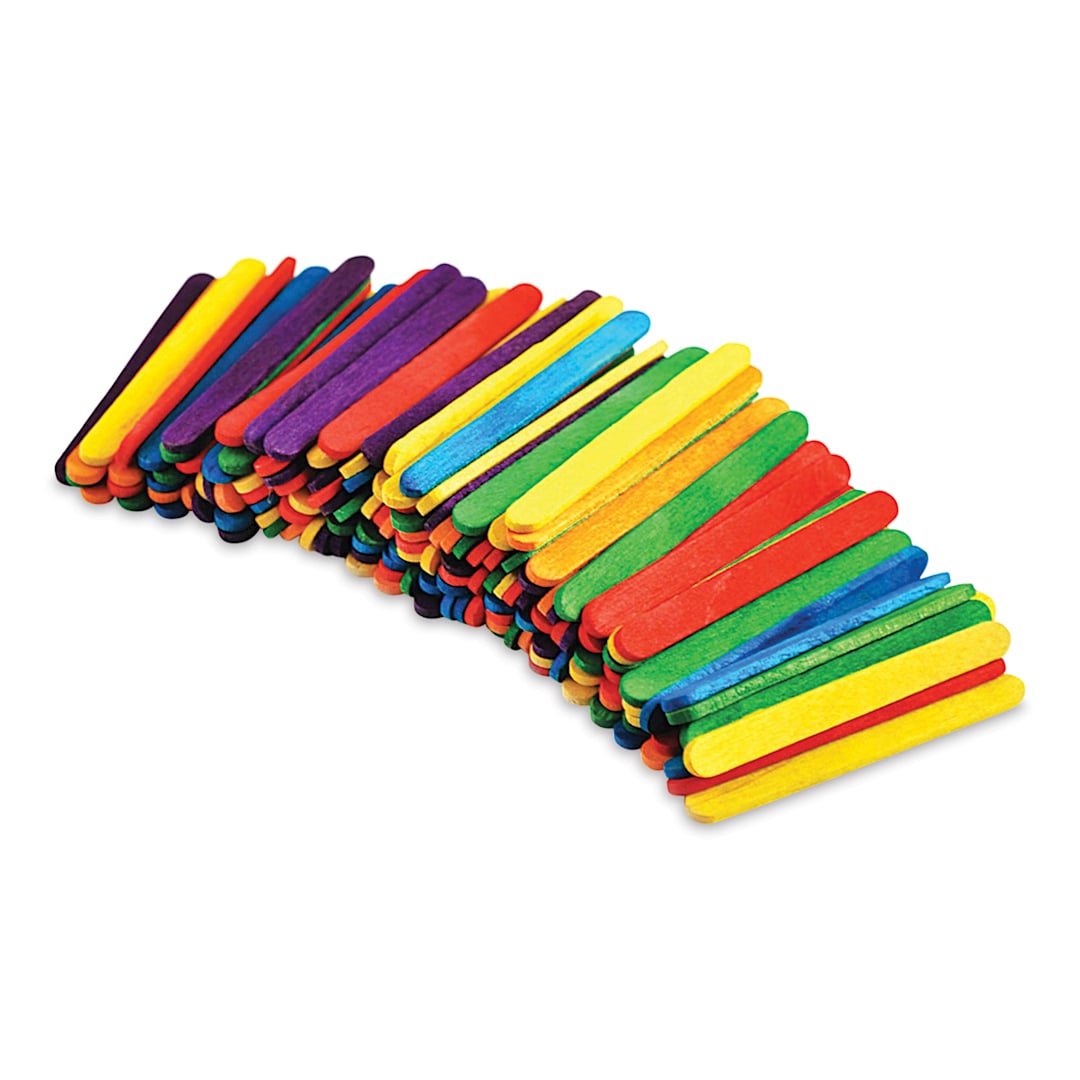 Open in modal - Krafty Kids Colored Craft Sticks - Mini, 1/4" W x 2-1/8" L, Assorted Colors, Package of 150