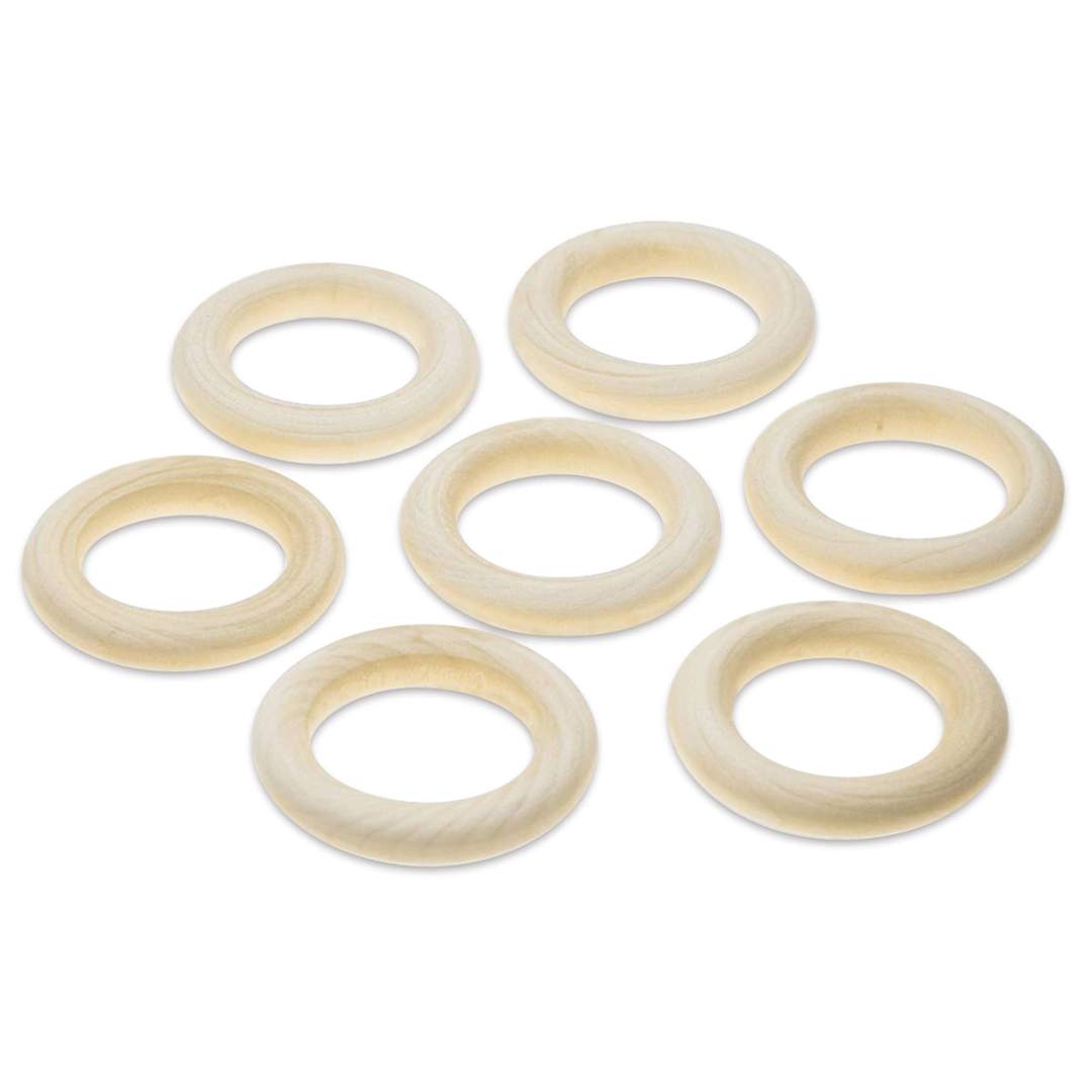 Open in modal - Craft Medley Wood Rings, 7 rings laid out