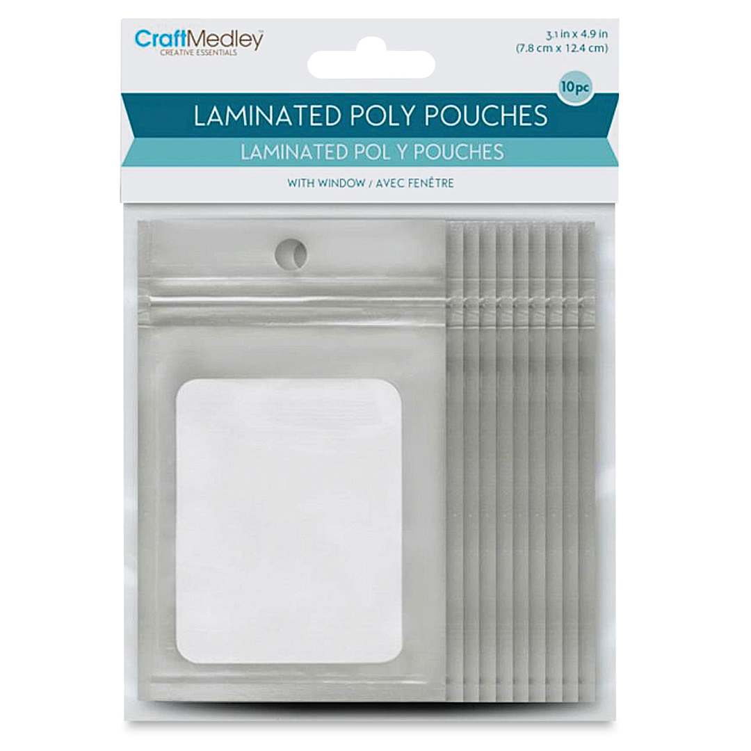 Open in modal - Craft Medley Laminated Zip Bags - Silver, 3-1/10" W x 4-9/10" L, Package of 10 (In packaging)