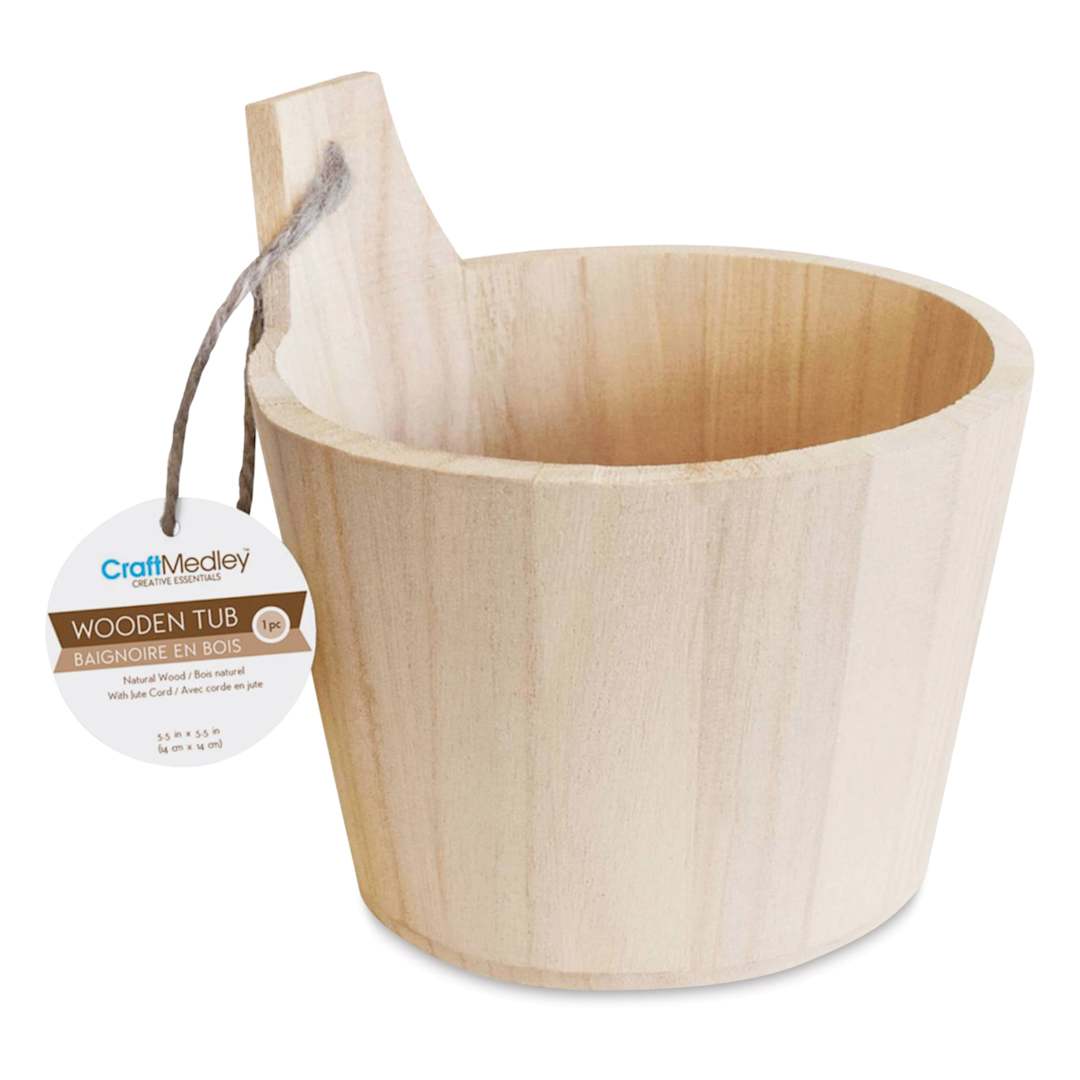 Open in modal - Craft Medley Wood Bucket - 5-1/2" W x 5-1/2" H