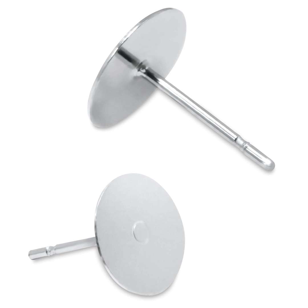 Open in modal - Craft Medley Earring Posts - Silver, 8 mm (Two shown out of packaging)