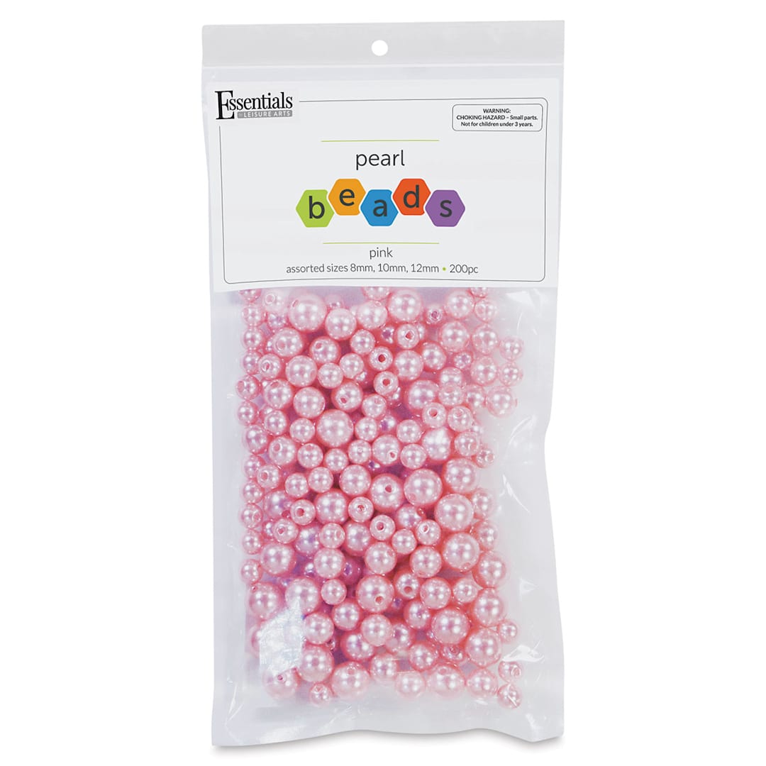 Open in modal - Essentials by Leisure Arts Plastic Pearls - Pink, Package of 200, Assorted Sizes