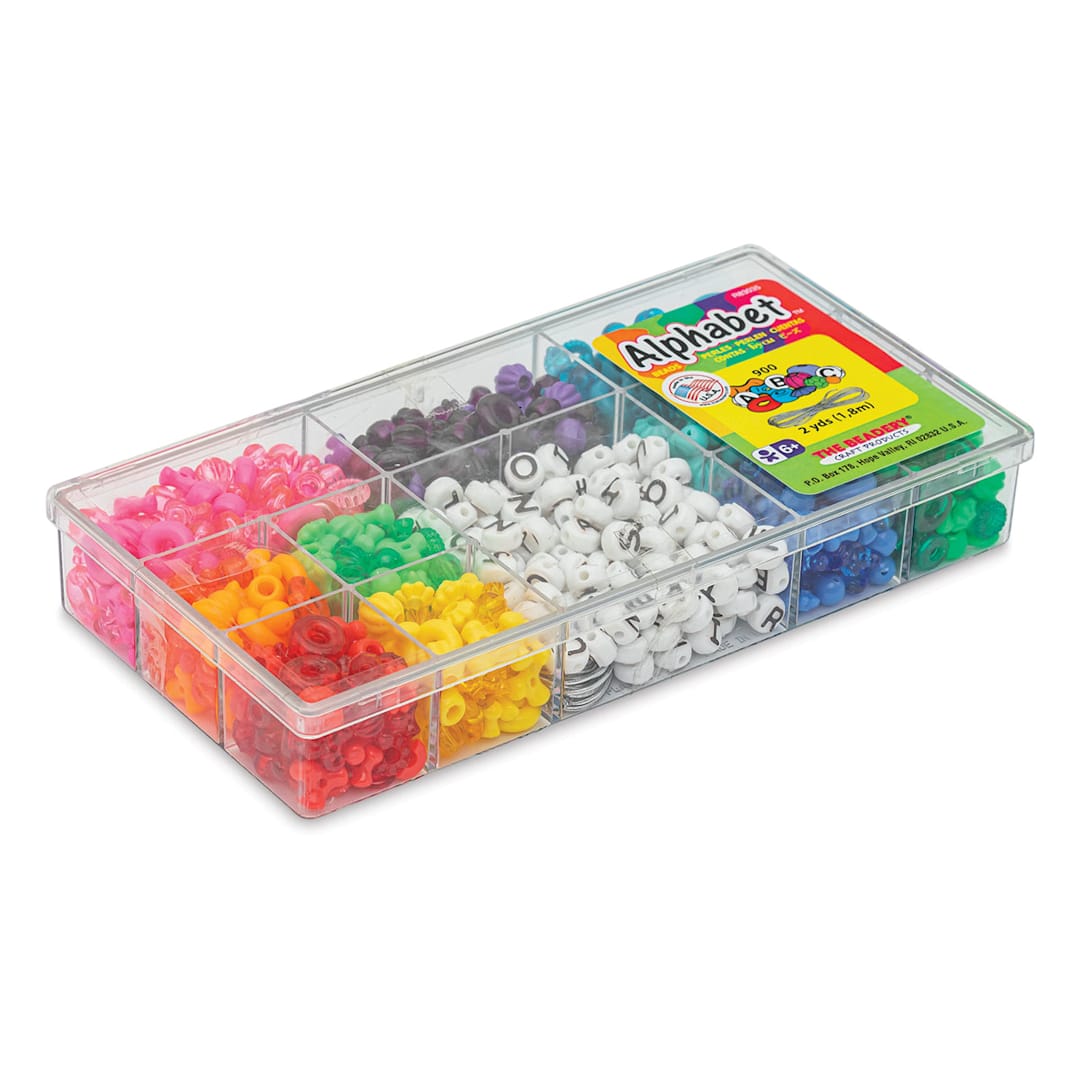 Open in modal - The Beadery Alphabet Bead Box (Angled view, lid closed)