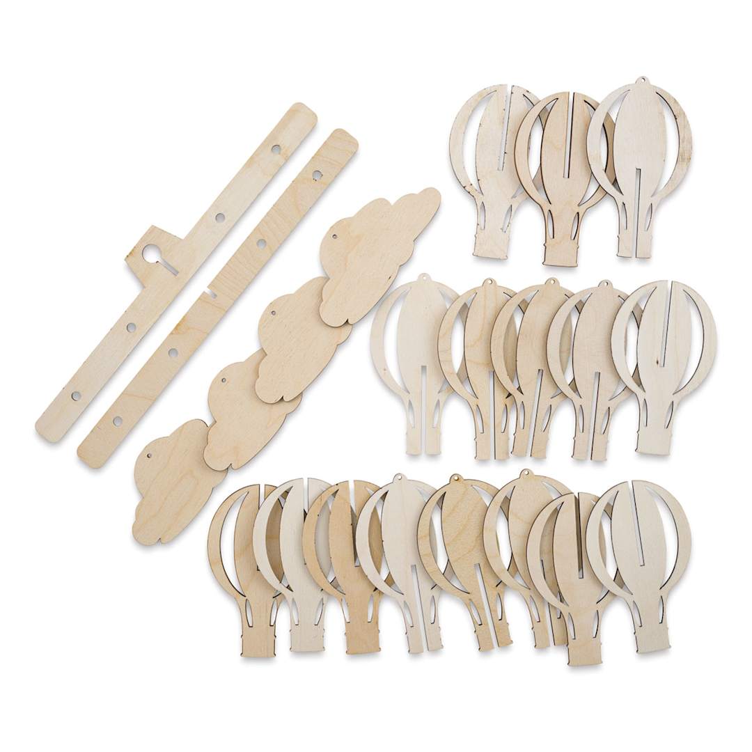 Open in modal - Leisure Arts Wood Mobile Hot Air Balloon Kit (Kit contents)