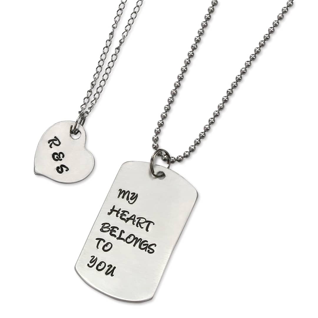 Open in modal - ImpressArt Stamp It Yourself Necklace Kit - Dog Tag and Heart, stamped necklaces
