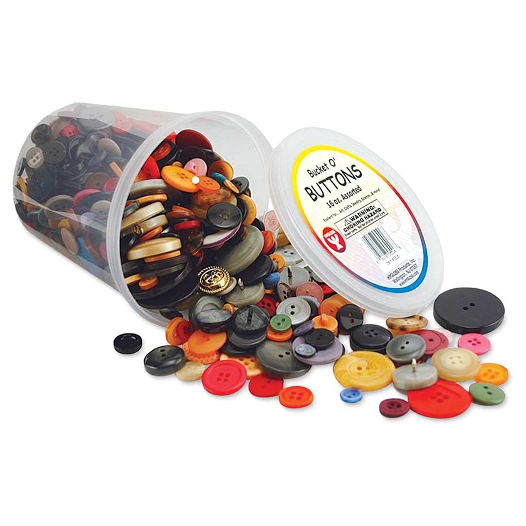 Open in modal - Hygloss Bucket O' Buttons - 16 oz (Buttons spilling out of bucket)