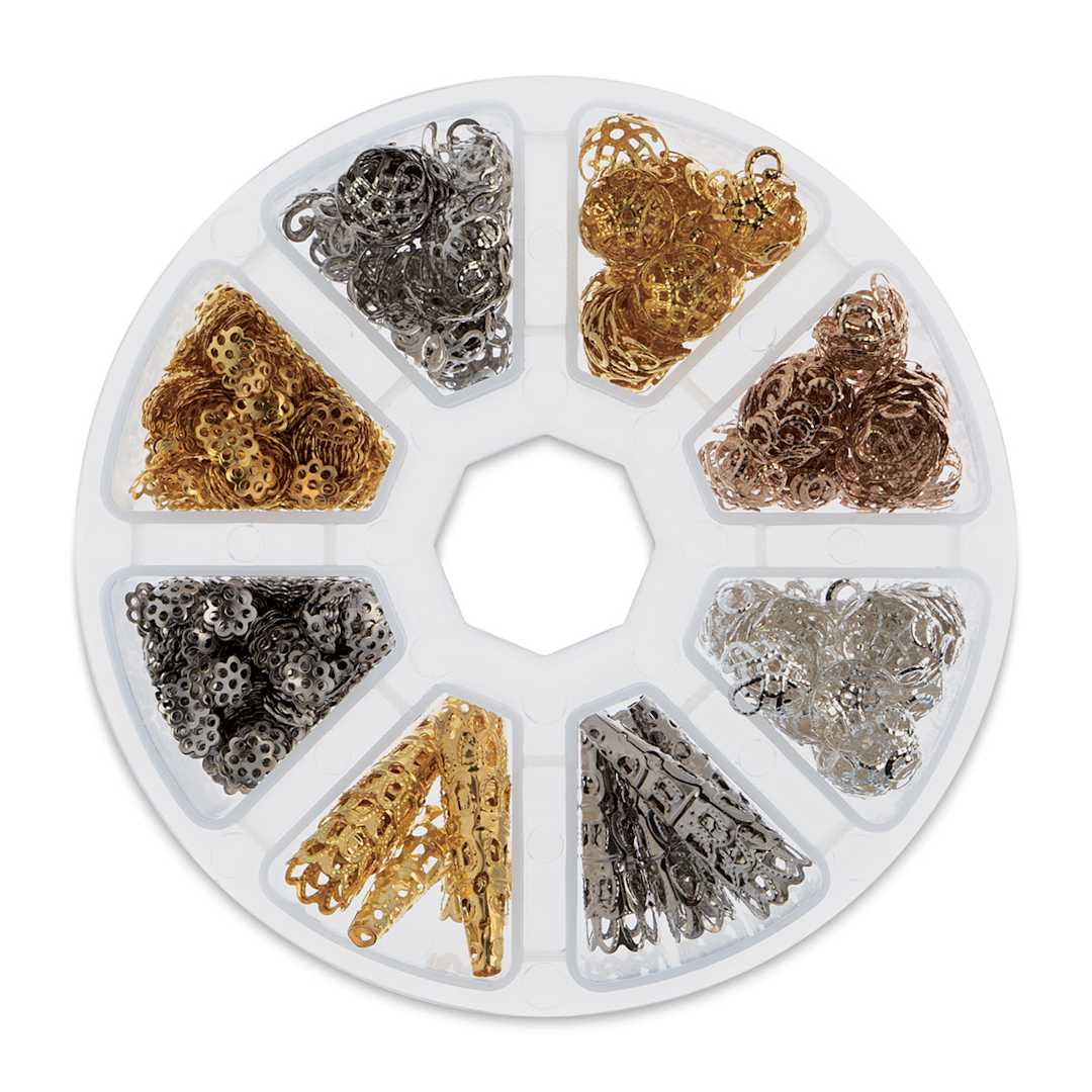 Open in modal - John Bead Jewelry Finding Set - Bead Caps, Assorted Colors, Package of 1020