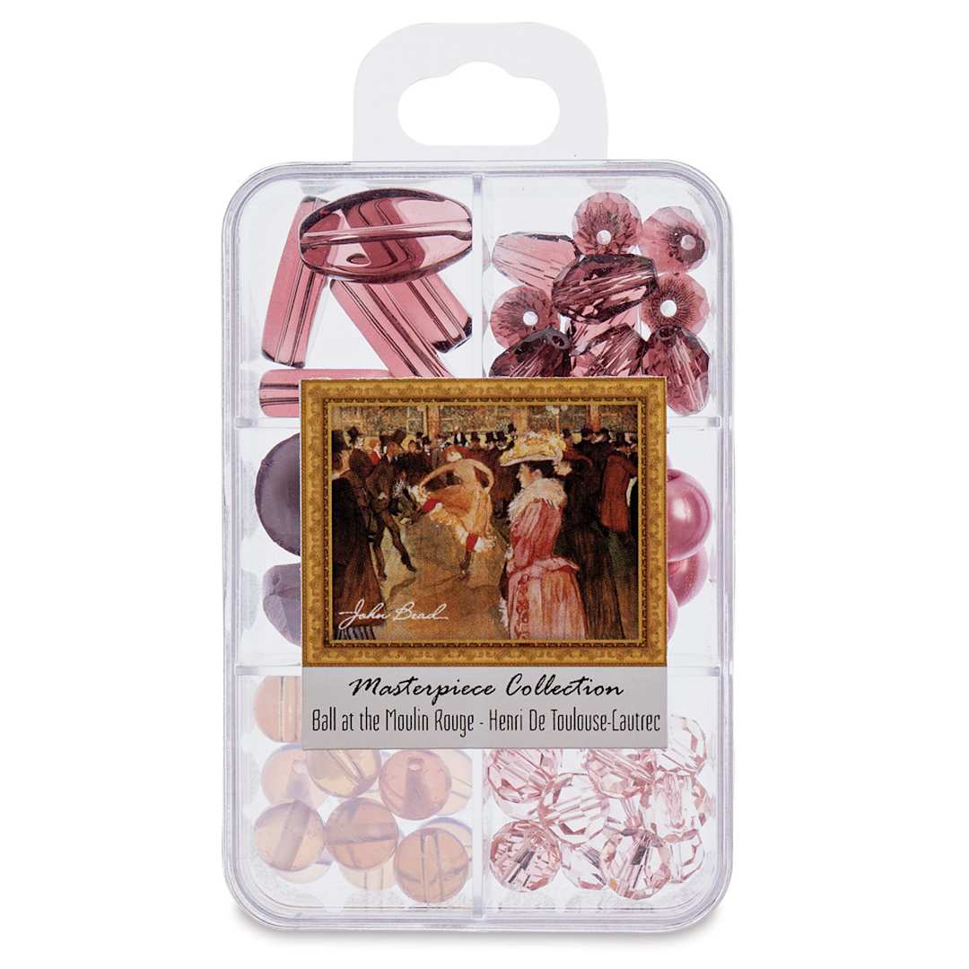 Open in modal - John Bead Masterpiece Collection Glass Bead Box - Ball at the Moulin Rouge/Henri de Toulouse-Lautrec (Front of packaging)