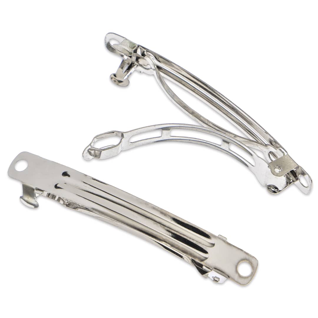 Open in modal - John Bead Must Have Findings Hair Barrettes - Pkg of 2, Silver, 2-3/8"