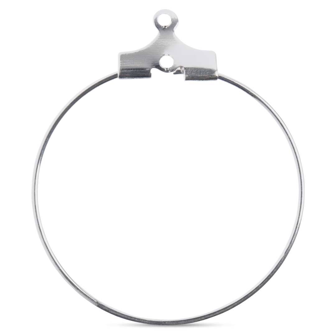 Open in modal - John Bead Must Have Findings Earring Hoops - Circle, Pkg of 12, Silver, 25 mm