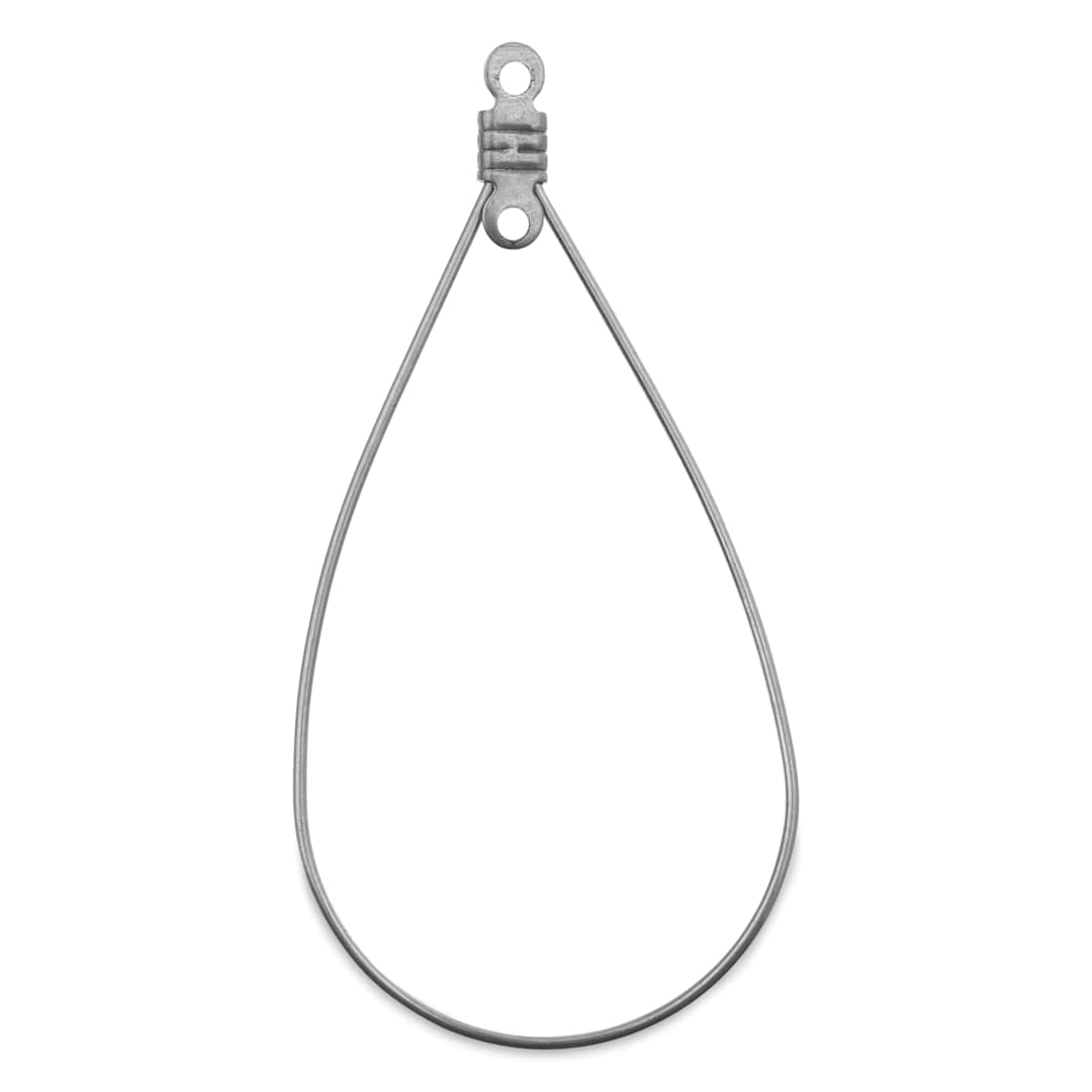 Open in modal - John Bead Must Have Findings Earring Hoops - Teardrop, Pkg of 8, Silver, 23 x 49 mm